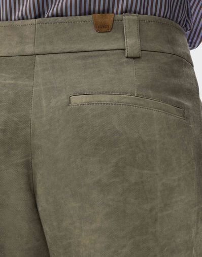 Pantaloni in Cady di Viscosa con Effetto Lavato Ferrari Pantaloni in Cady di Viscosa con Effetto Lavato Olive green CWMTR0016WVI0005f