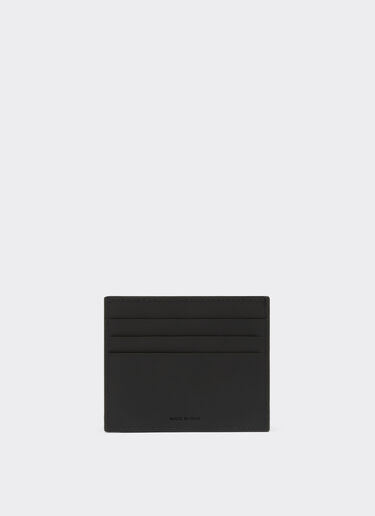 Ferrari Card holder in wrinkle-effect leather and carbon fibre Black 20628f