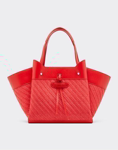 Ferrari Small Ferrari raffia and leather tote bag Rosso Dino 49111f