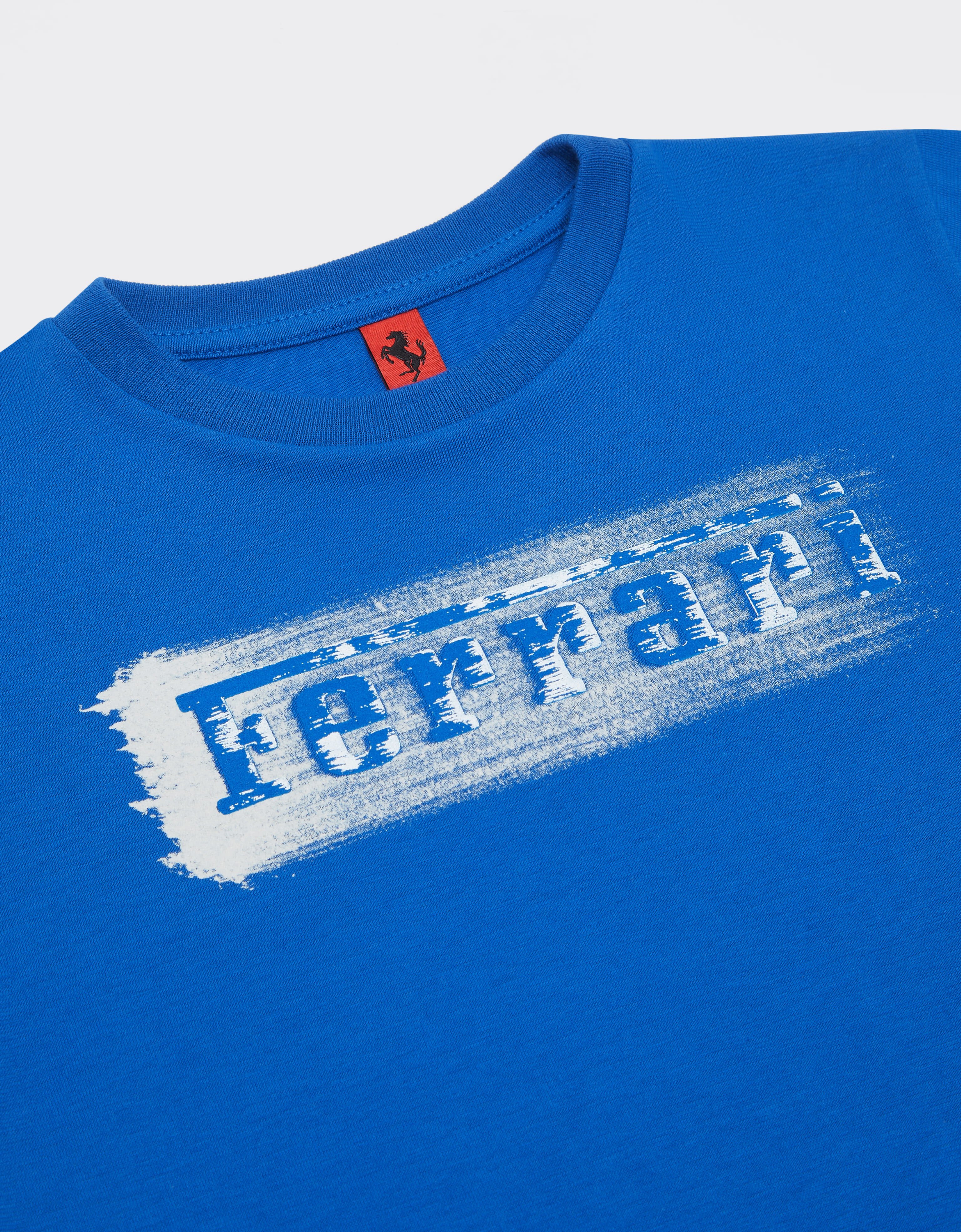 Ferrari Camiseta de algodón con logotipo Ferrari cepillado Azul Klein 22464fK