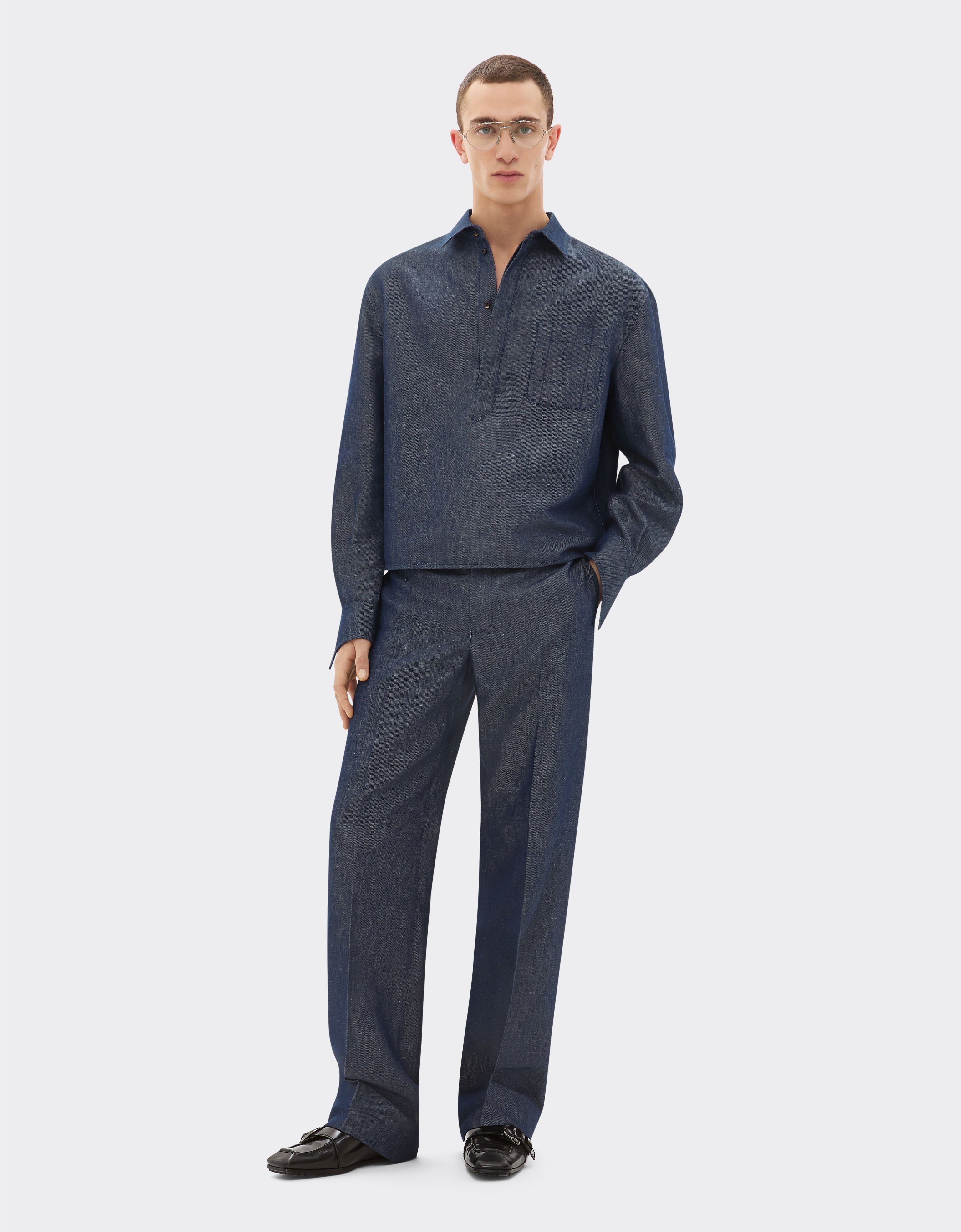 Ferrari Camisa tricotina efecto denim Denim oscuro 22439f