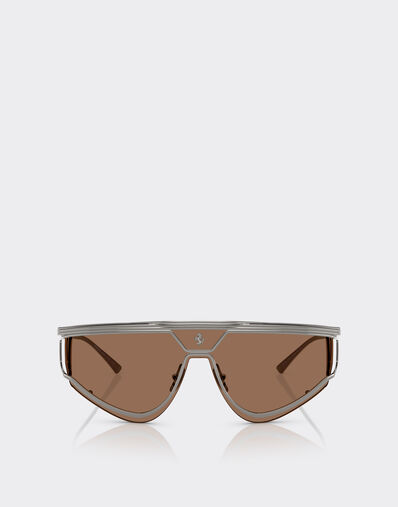 Ferrari Ferrari Limited Edition shield sunglasses in satin metal with brown lens Satin Gold LA02Of