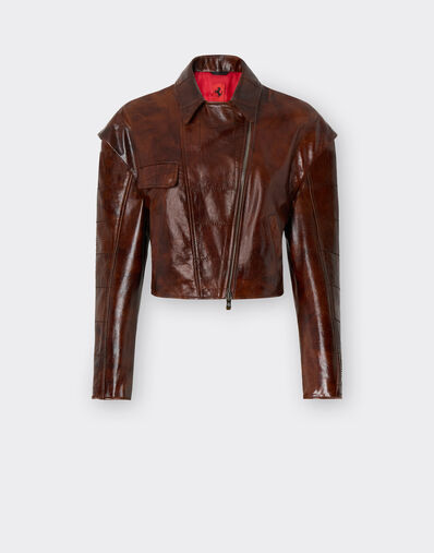 Ferrari Biker jacket in radica leather Tabacco 22106f