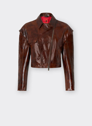 Ferrari Biker jacket in radica leather Tabacco 22106f