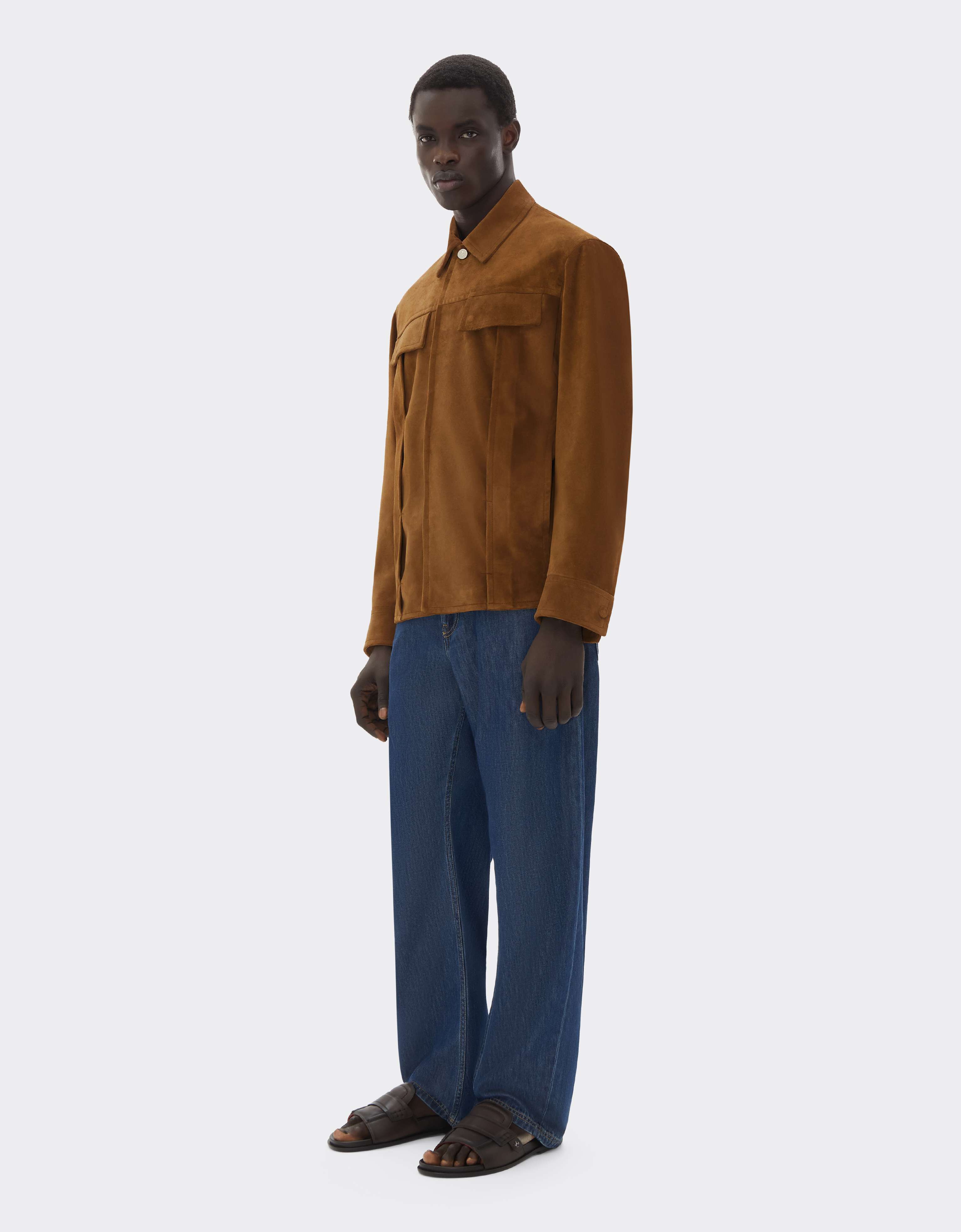 Suede Overshirt with Writing Effect Ferrari Suede Overshirt with Writing Effect Caffè CLMOV0001LCK0003f