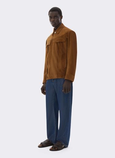 Suede Overshirt with Writing Effect Ferrari Suede Overshirt with Writing Effect Caffè CLMOV0001LCK0003f