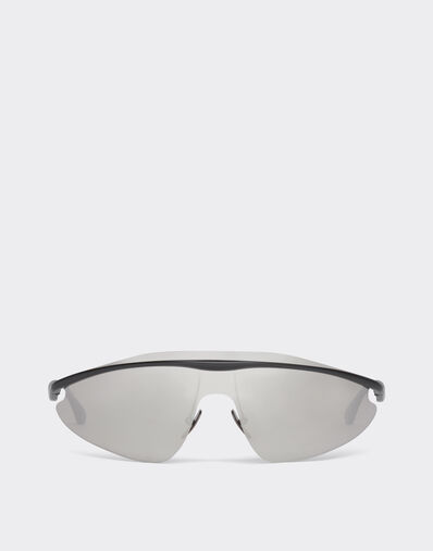 Ferrari Ferrari shield sunglasses in black metal with silver mirror lens Gold F1525f
