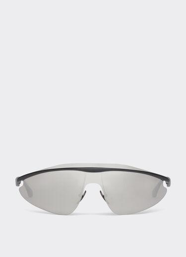 Ferrari Ferrari shield sunglasses in black metal with silver mirror lens Black Matt F1528f