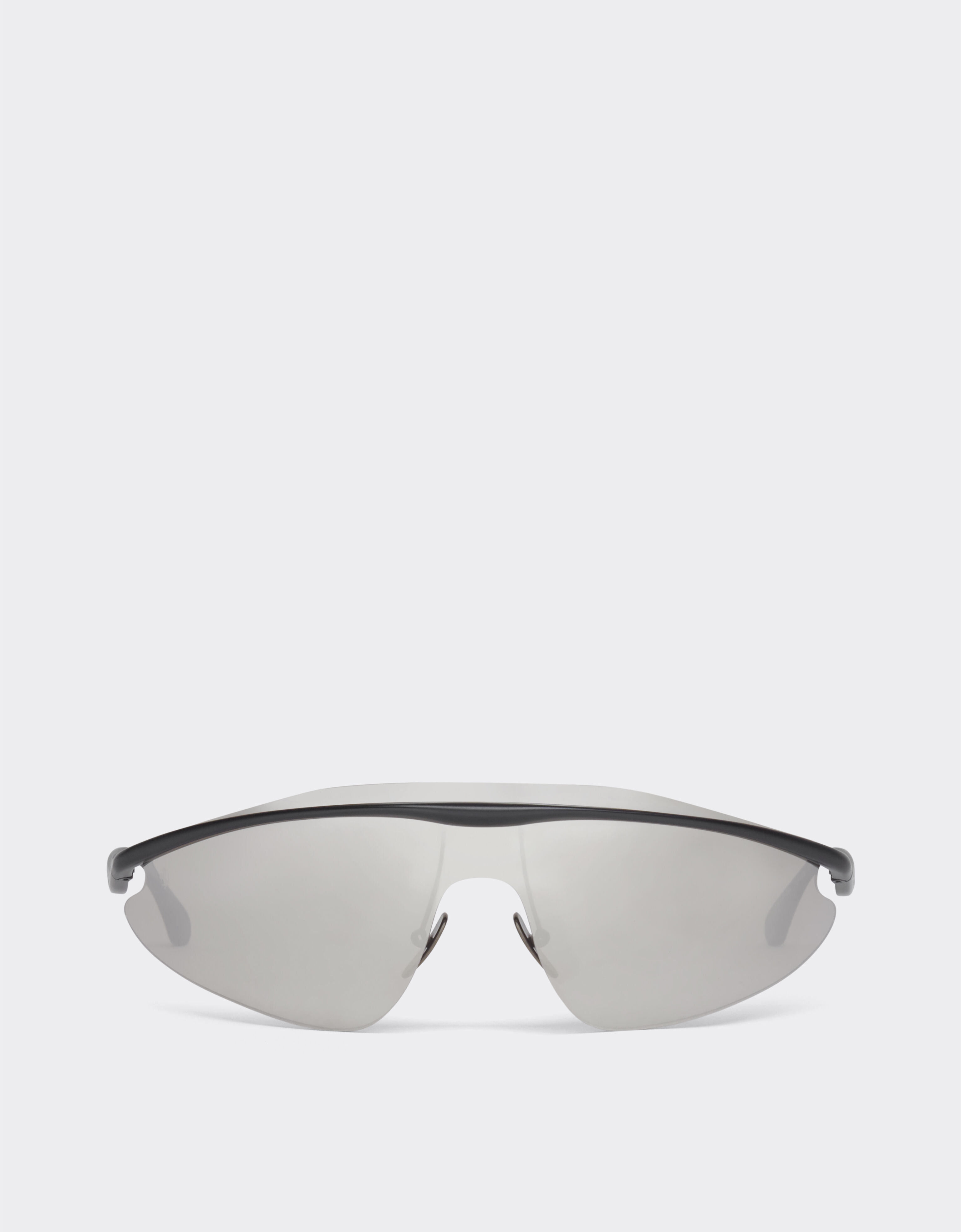 Ferrari Ferrari shield sunglasses in black metal with silver mirror lens Black Matt F1528f