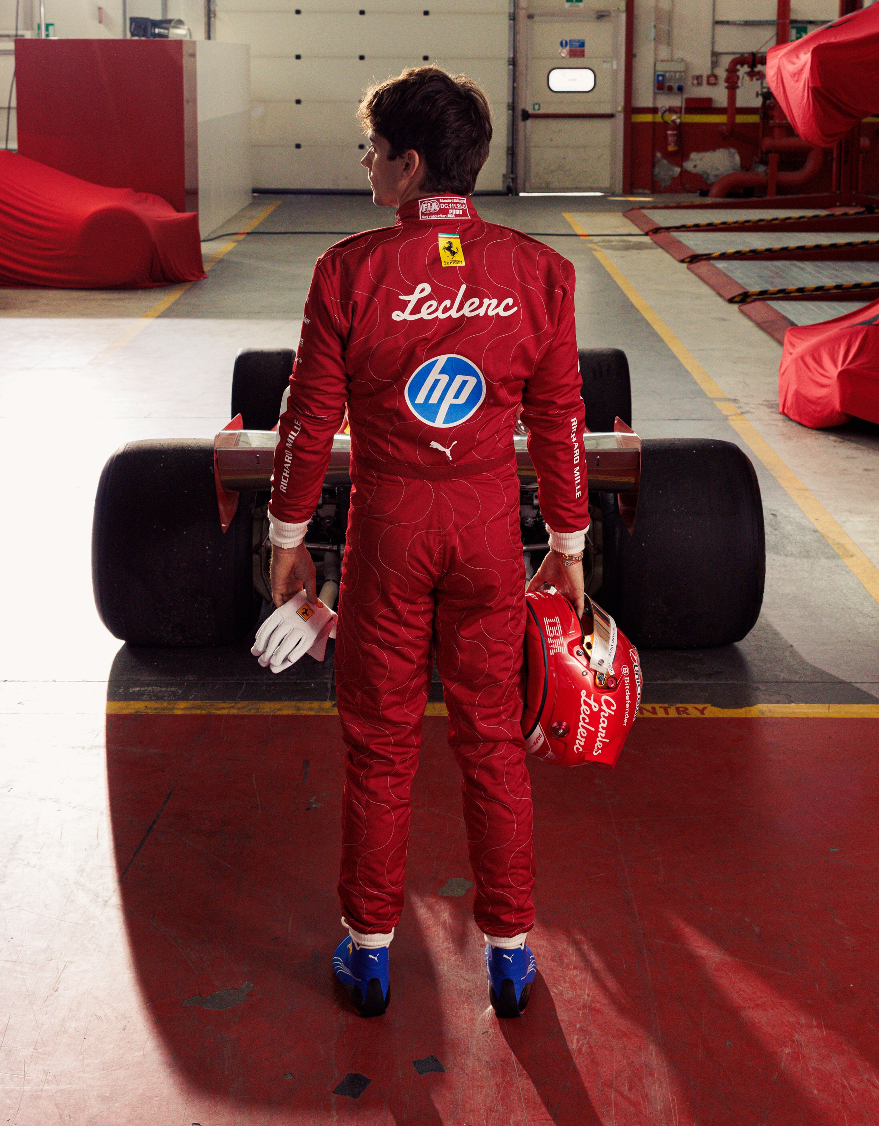 Ferrari Puma for Scuderia Ferrari HP Charles Leclerc Monza 2025 racing gloves Optical White LA0CKf