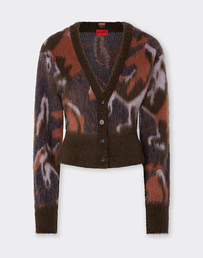 Ferrari Chaqueta de punto con estampado Cavallino Ikat Espresso 22530f