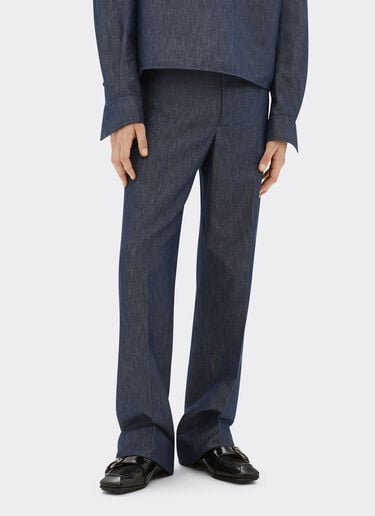 Chinos in denim effect tricotine Ferrari Chinos in denim effect tricotine Dark Denim 22444f
