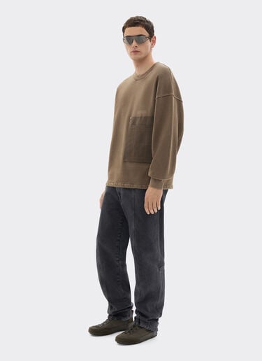 Ferrari Sweat-shirt en coton avec poche poitrine Verde Cachi 50133f