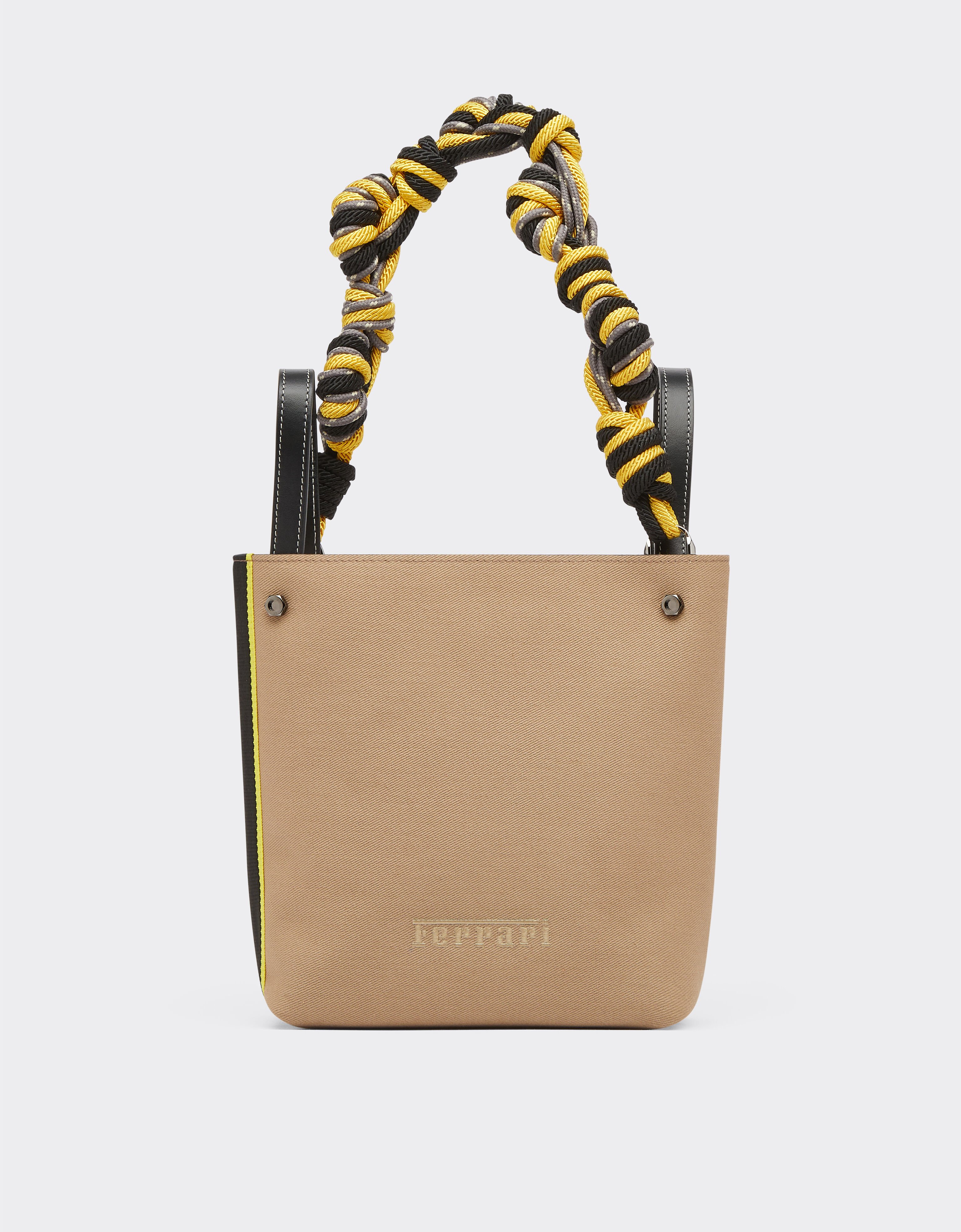 ${brand} Mini borsa shopper in cotone con dettaglio scoubidou ${colorDescription} ${masterID}