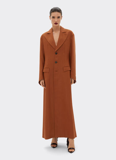 Ferrari Coat in linen and viscose gabardine Tabacco 22087f