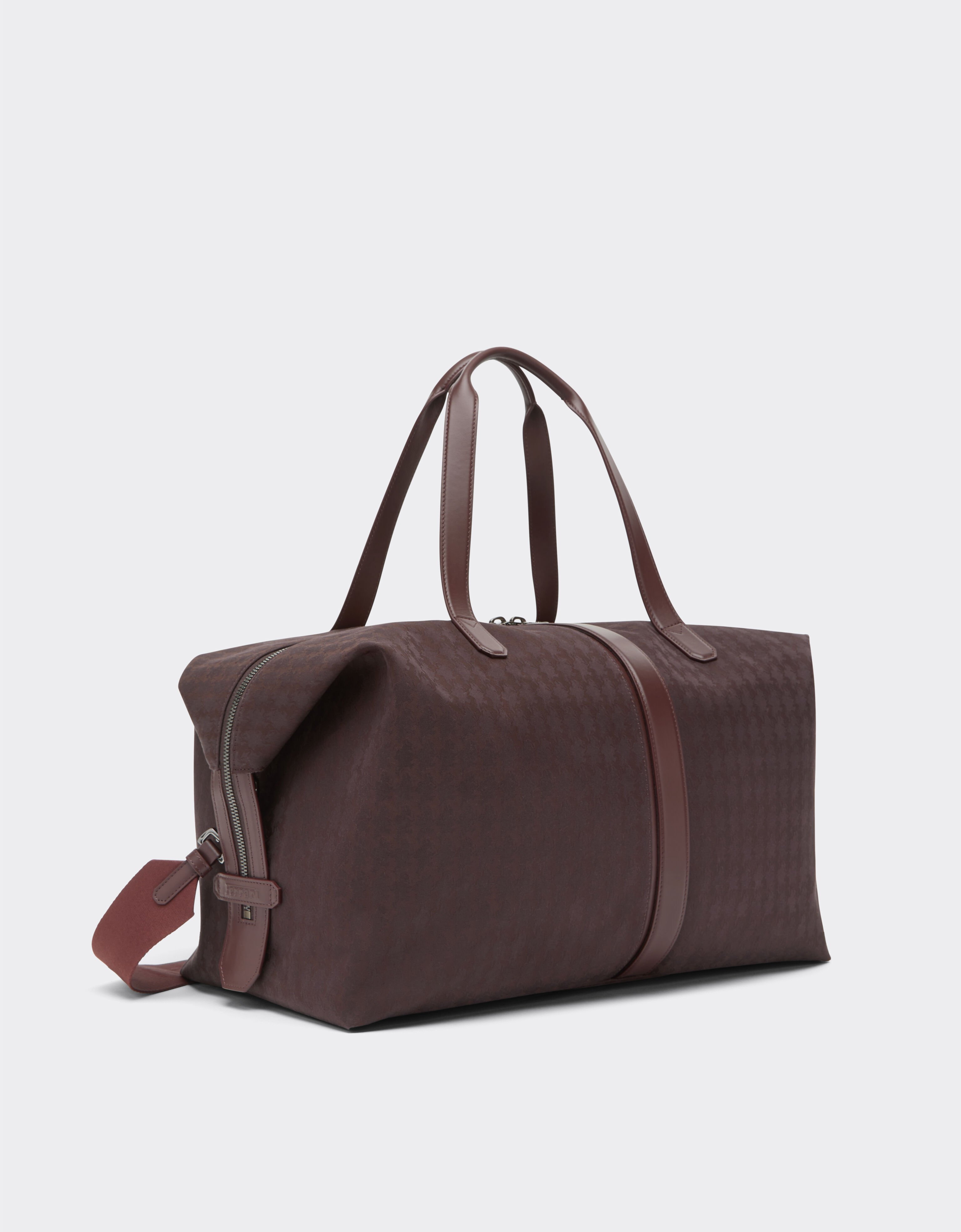 Ferrari Q-Cycle® jacquard duffle bag with Cavallino pattern Mahogany 49135f