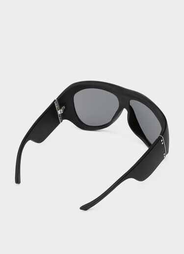 Ferrari Limited Edition Ferrari black leather covered sunglasses with black mirror lens Black F1245f