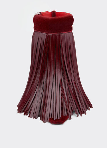 Ferrari Leather and cowhide sandals with fringes Cherry 49742f