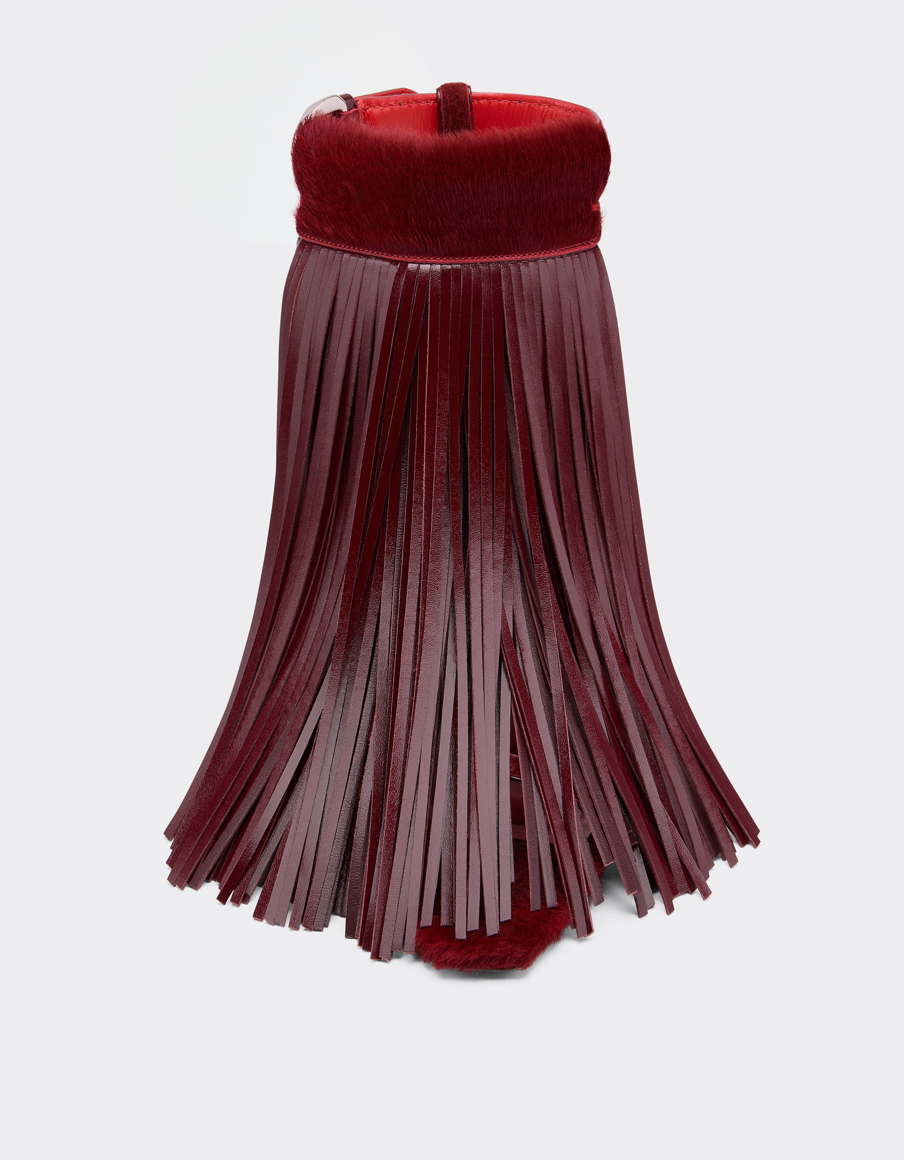 Ferrari Leather and cowhide sandals with fringes Cherry 49742f