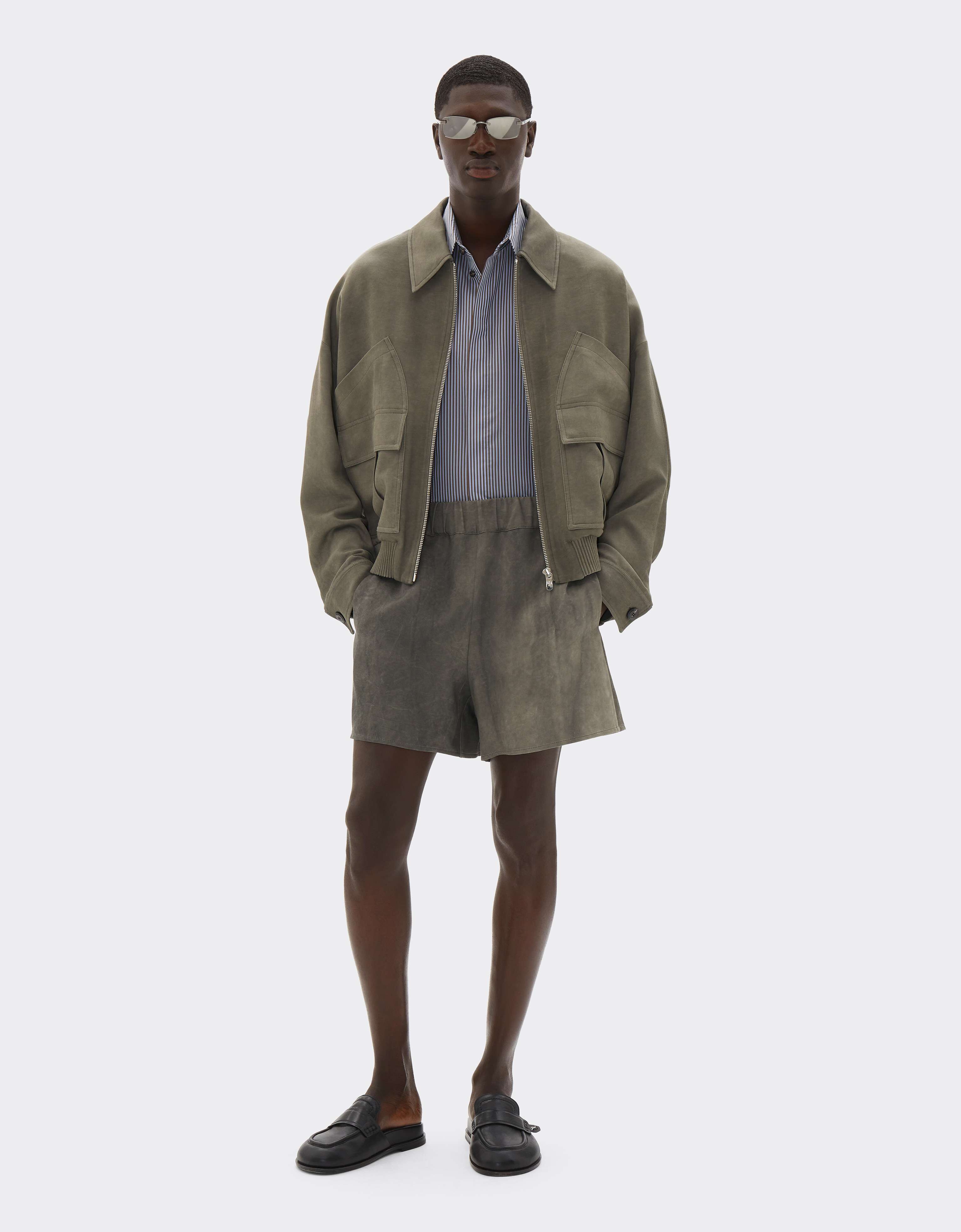 Pantalones cortos de cady con efecto lavado Ferrari Pantalones cortos de cady con efecto lavado Olive green CWMTR0038WVI0005f