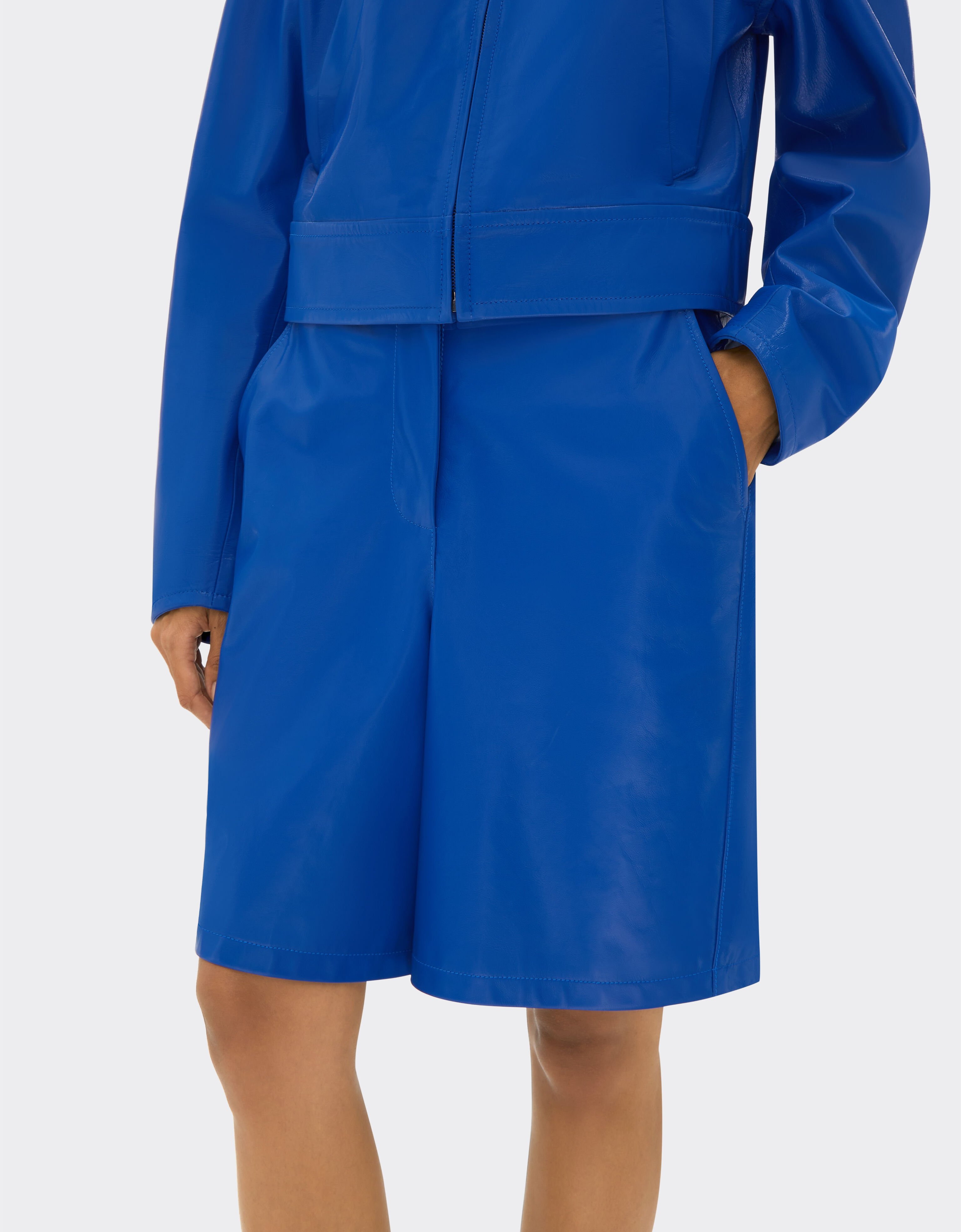 Ferrari Short trousers in liquid leather Klein Blue 21885f