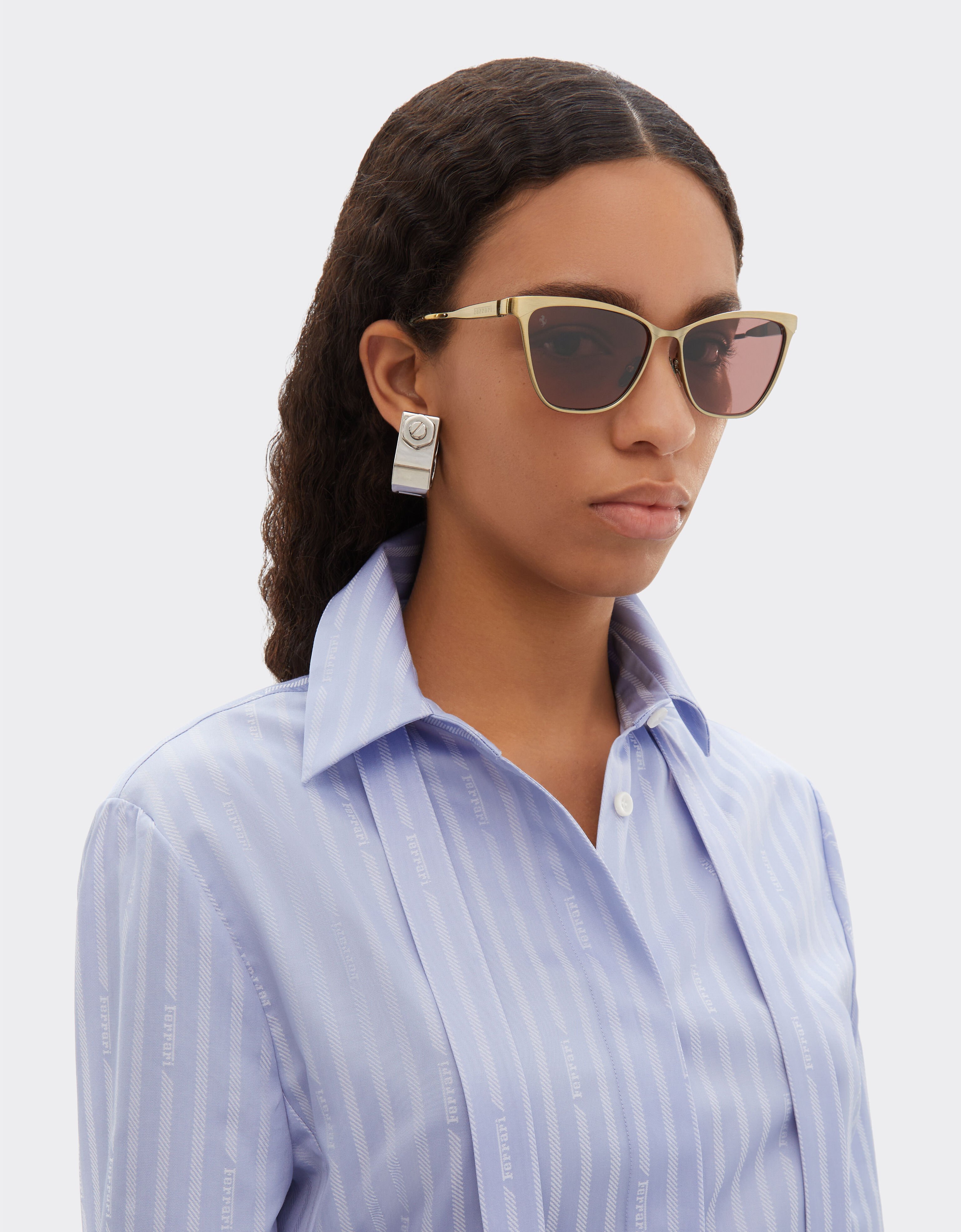 Ferrari Lunettes de soleil Ferrari en métal  gris/marron brossé avec verres polarisés rouges Ingrid LA0KWf