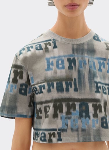 Cropped T-shirt with Ferrari Ikat print Ferrari Cropped T-shirt with Ferrari Ikat print Beige 22829f