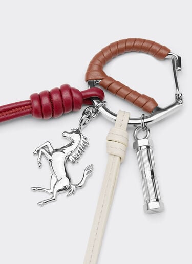 Multicolored metal and leather keyring with charm Ferrari Multicolored metal and leather keyring with charm Tobacco 50011f