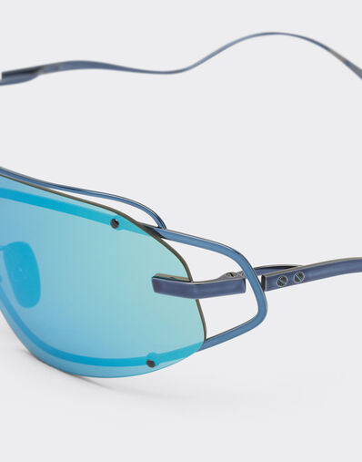 Ferrari Gafas de sol Ferrari de titanio azul con máscara de espejo azul Azul escocés LA02Zf