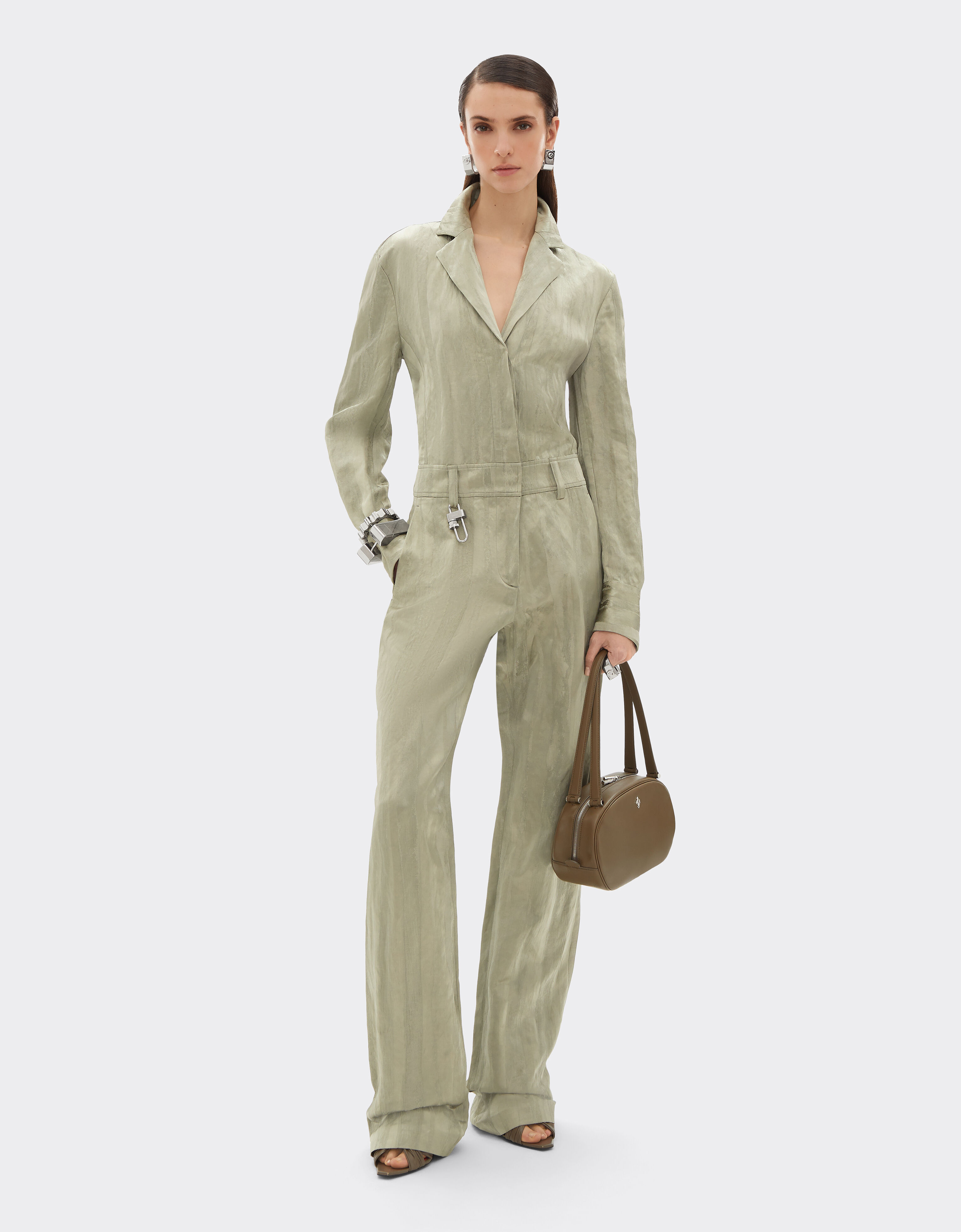 Striped jacquard jumpsuit Ferrari Striped jacquard jumpsuit Khaki Green 50046f