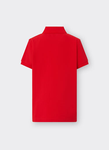 Ferrari Cotton piqué polo shirt with Prancing Horse patch Rosso Corsa 48531fK