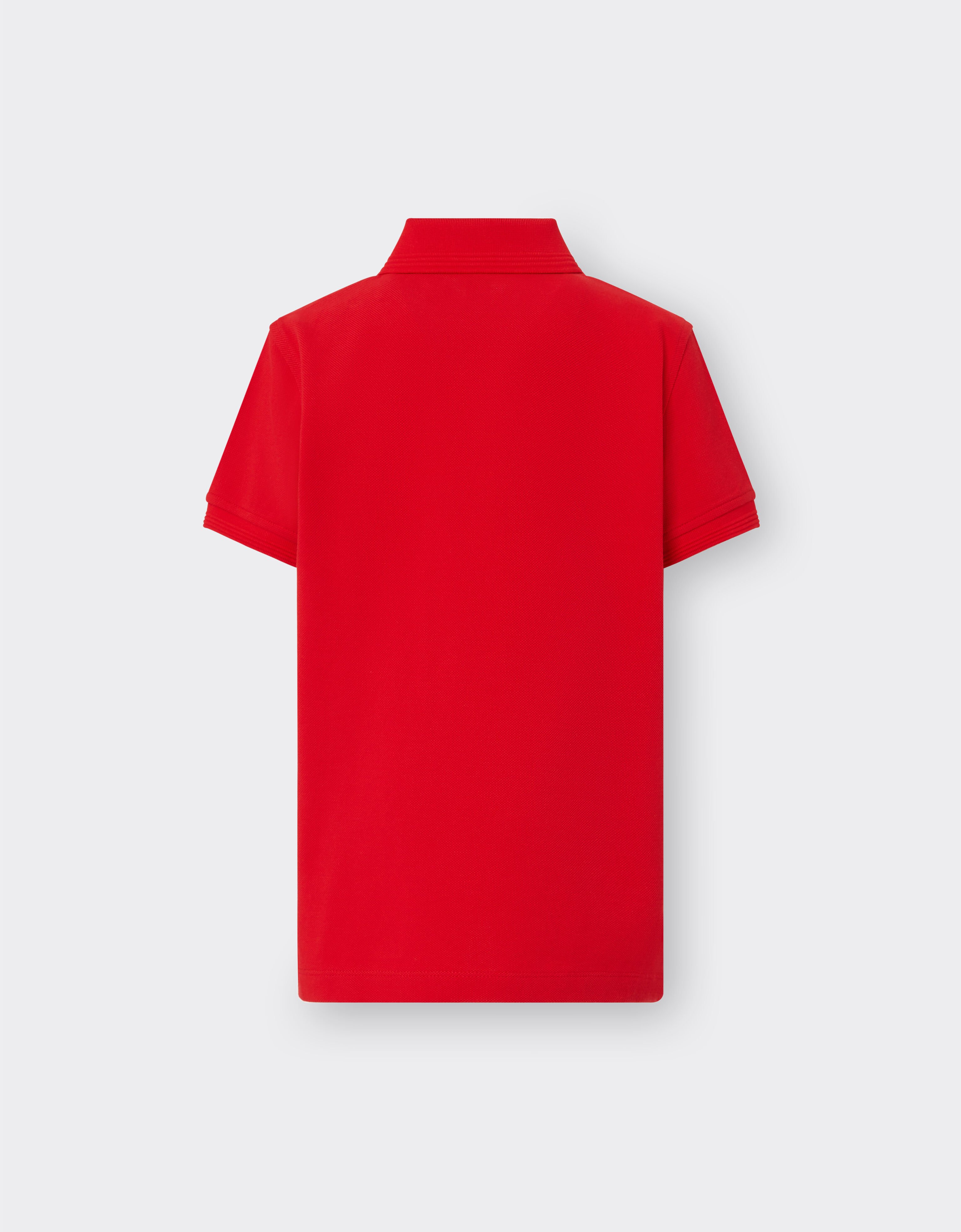 Ferrari Poloshirt aus Baumwoll-Piqué mit „Cavallino Rampante“-Aufnäher Rosso Corsa 48531fK