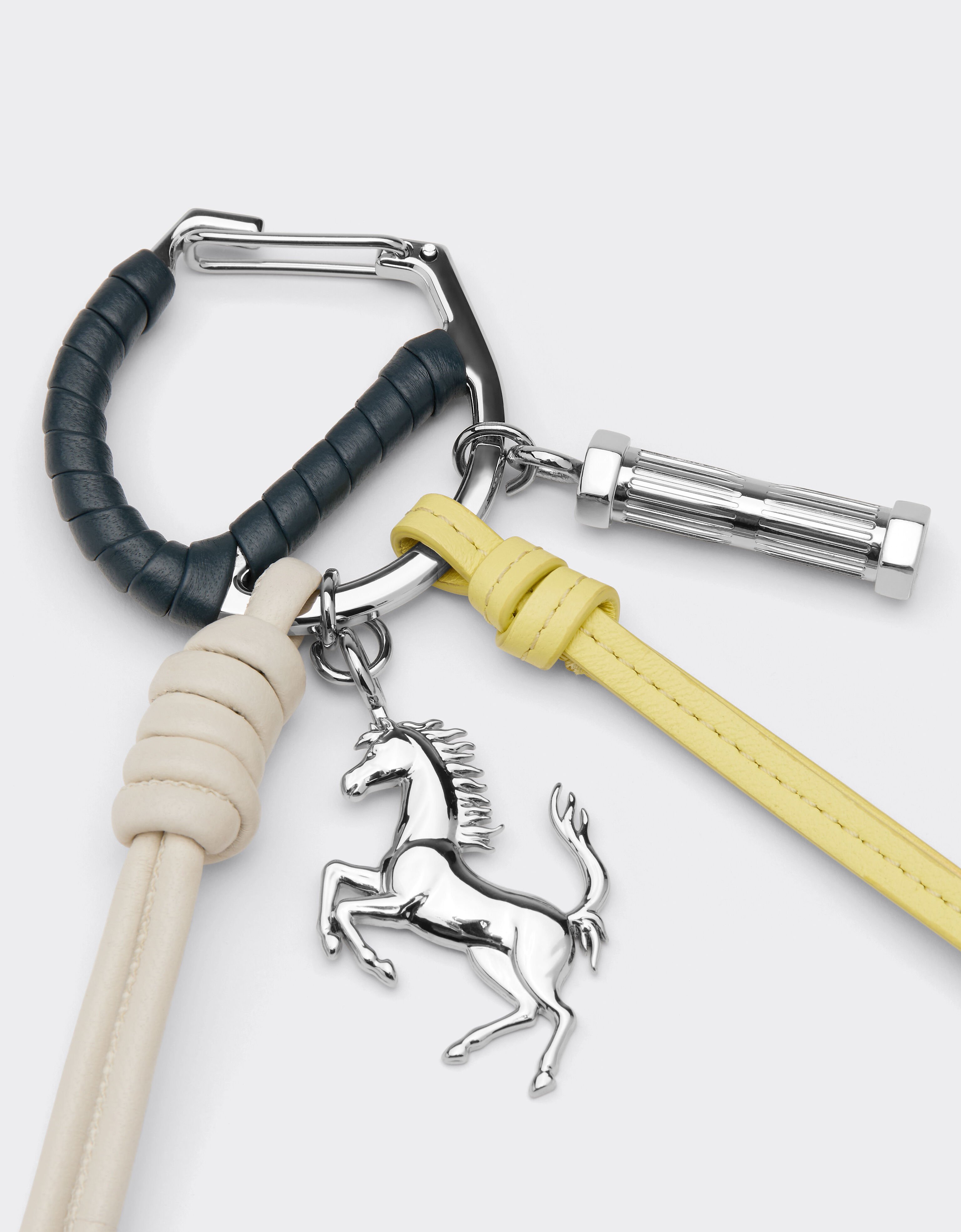 Multicolored metal and leather keyring with charm Ferrari Multicolored metal and leather keyring with charm Ultramarine 50011f