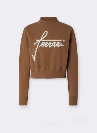 Sudadera de cuello redondo de algodón con bordado Ferrari Sudadera de cuello redondo de algodón con bordado Caffè CJWSW0021JCO0046f