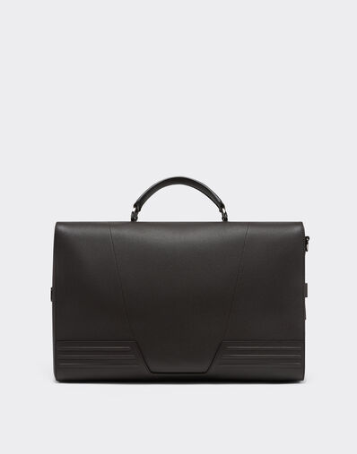 Ferrari Grained leather duffle bag Dark Brown 21371f