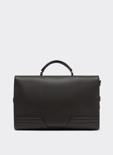 Ferrari Grained leather duffle bag Dark Brown 21371f