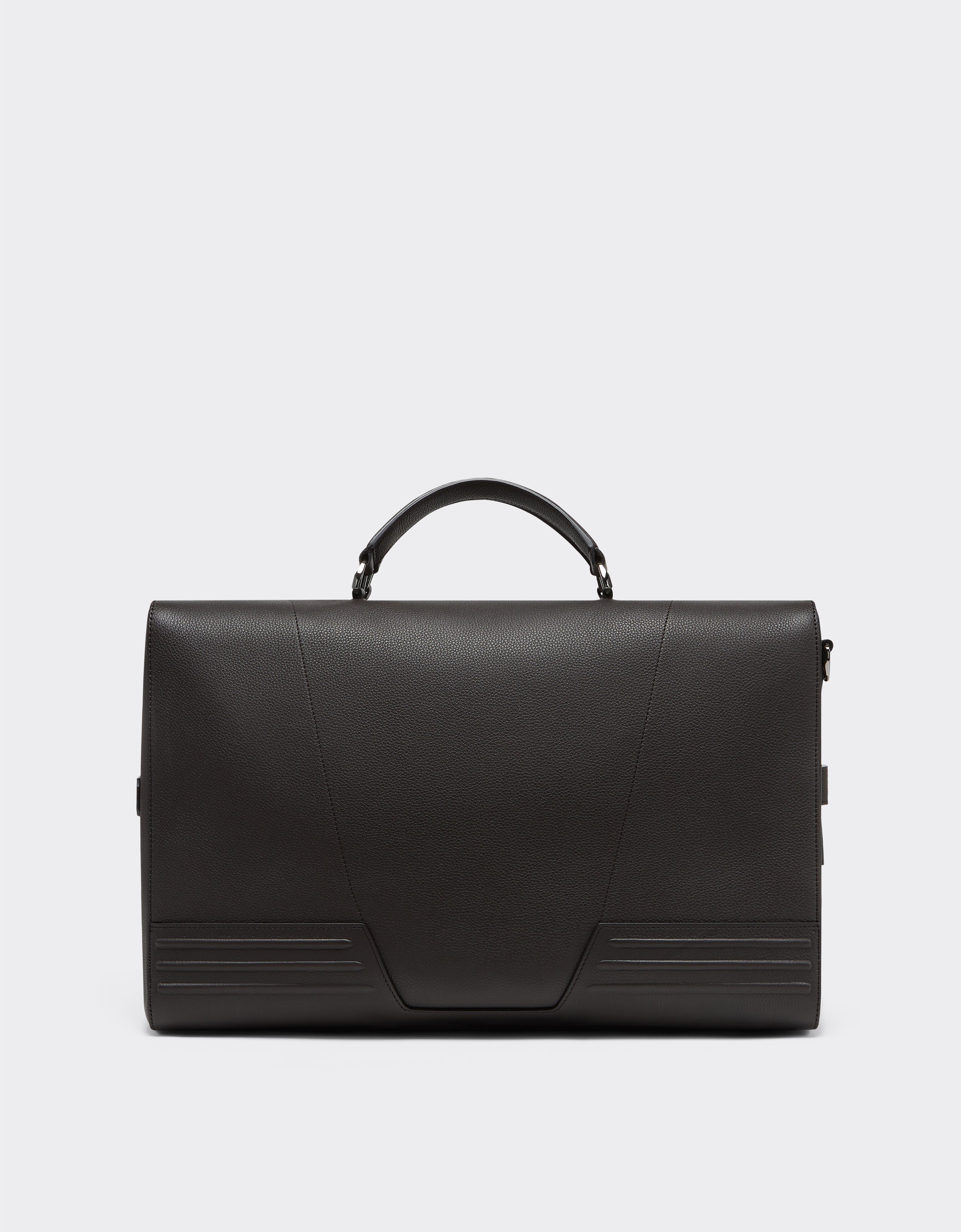 Ferrari Grained leather duffle bag Dark Brown 21371f
