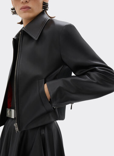 Ferrari Veste motard en cuir nappa Noir 21644f
