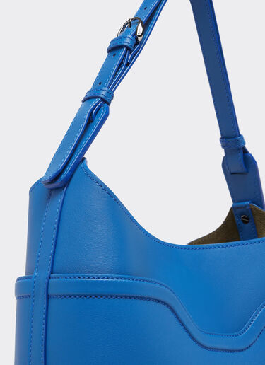 Ferrari Bucket bag in tumbled leather Klein Blue 21986f