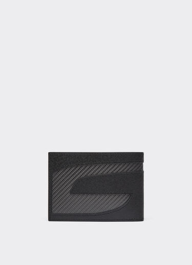 Ferrari Horizontal leather wallet with carbon fibre insert Black 47124f