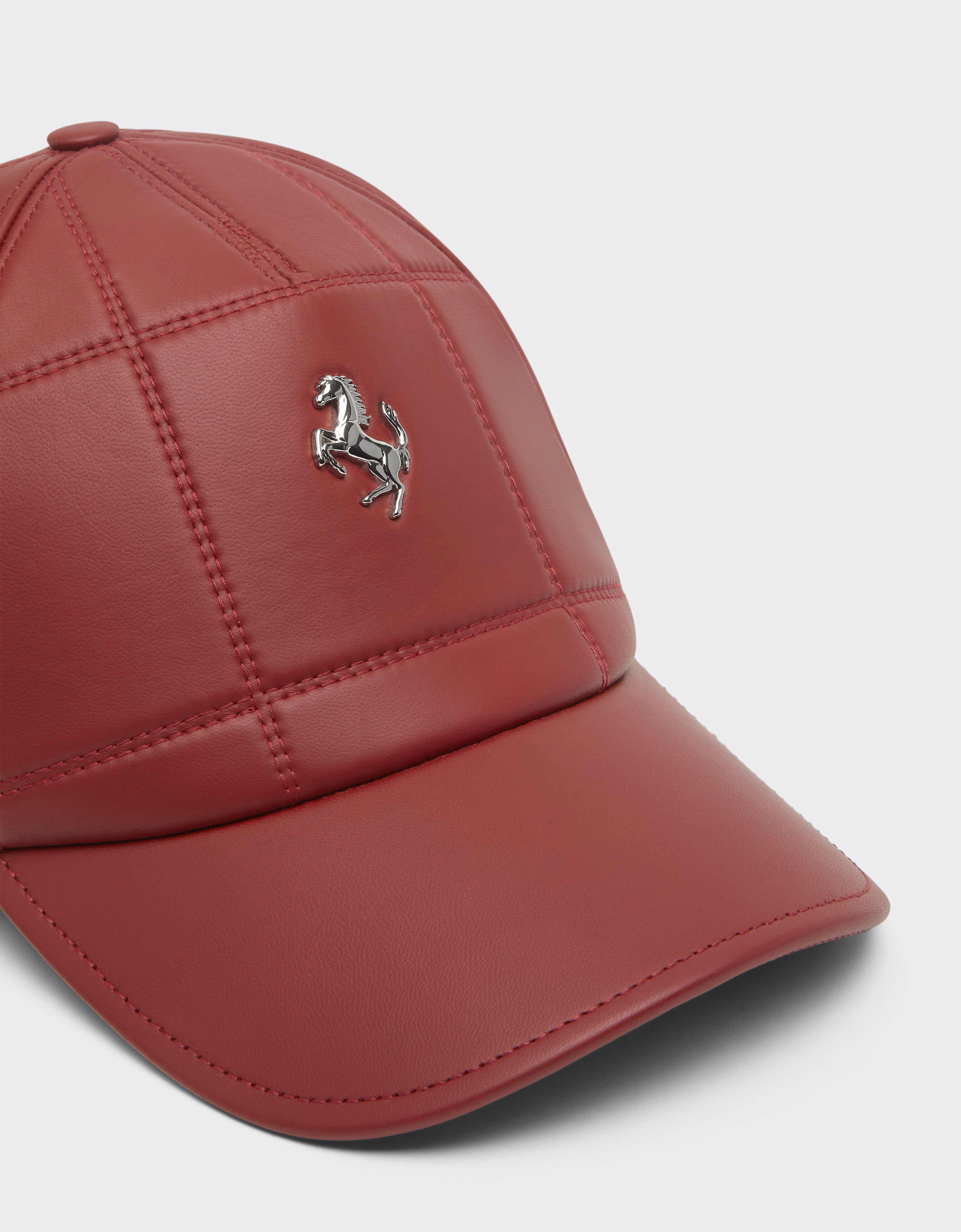 Ferrari Nappa leather baseball cap with Prancing Horse Maison Red 50246f