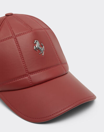 Ferrari Nappa leather baseball cap with Prancing Horse Maison Red 50246f