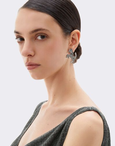 Ferrari Prancing Horse Rhinestone Earrings Antracite CGWEA0011JU00005f