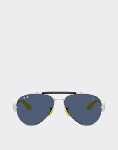 Ferrari Ray-Ban for Scuderia Ferrari RB3762M in silver-tone metal with blue lenses Black LA01Kf
