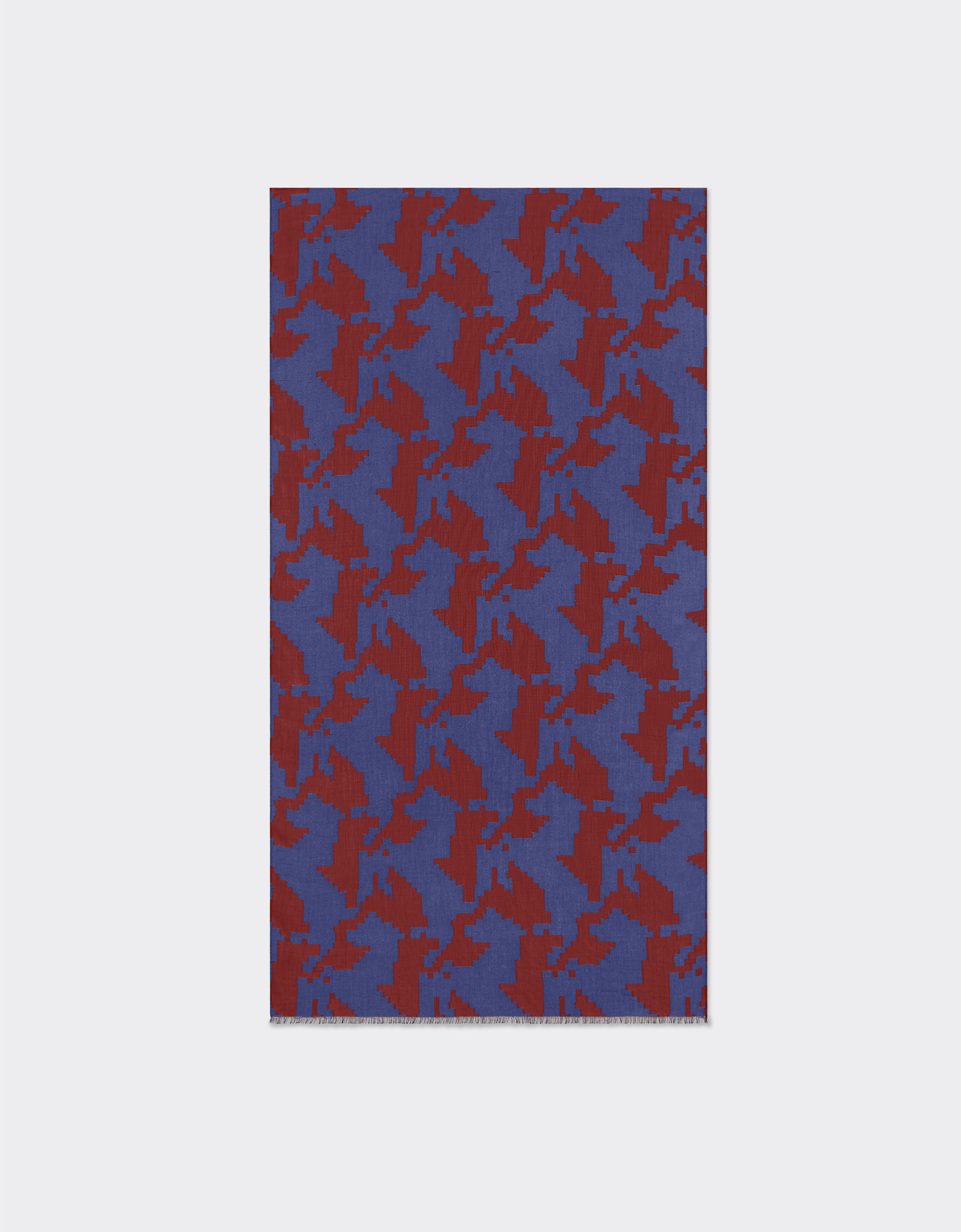 Ferrari Modal and viscose scarf with pixel Prancing Horse motif Antique Blue 47072f