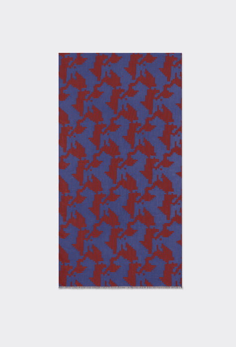Ferrari 像素跃马图案莫代尔与粘胶纤维围巾 古蓝色 47072f