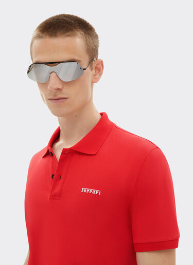 Ferrari Cotton polo shirt with Ferrari logo Rosso Dino 21277f