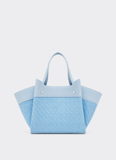 Ferrari Tote bag Ferrari piccola in rafia e pelle Blu Acciaio 49111f