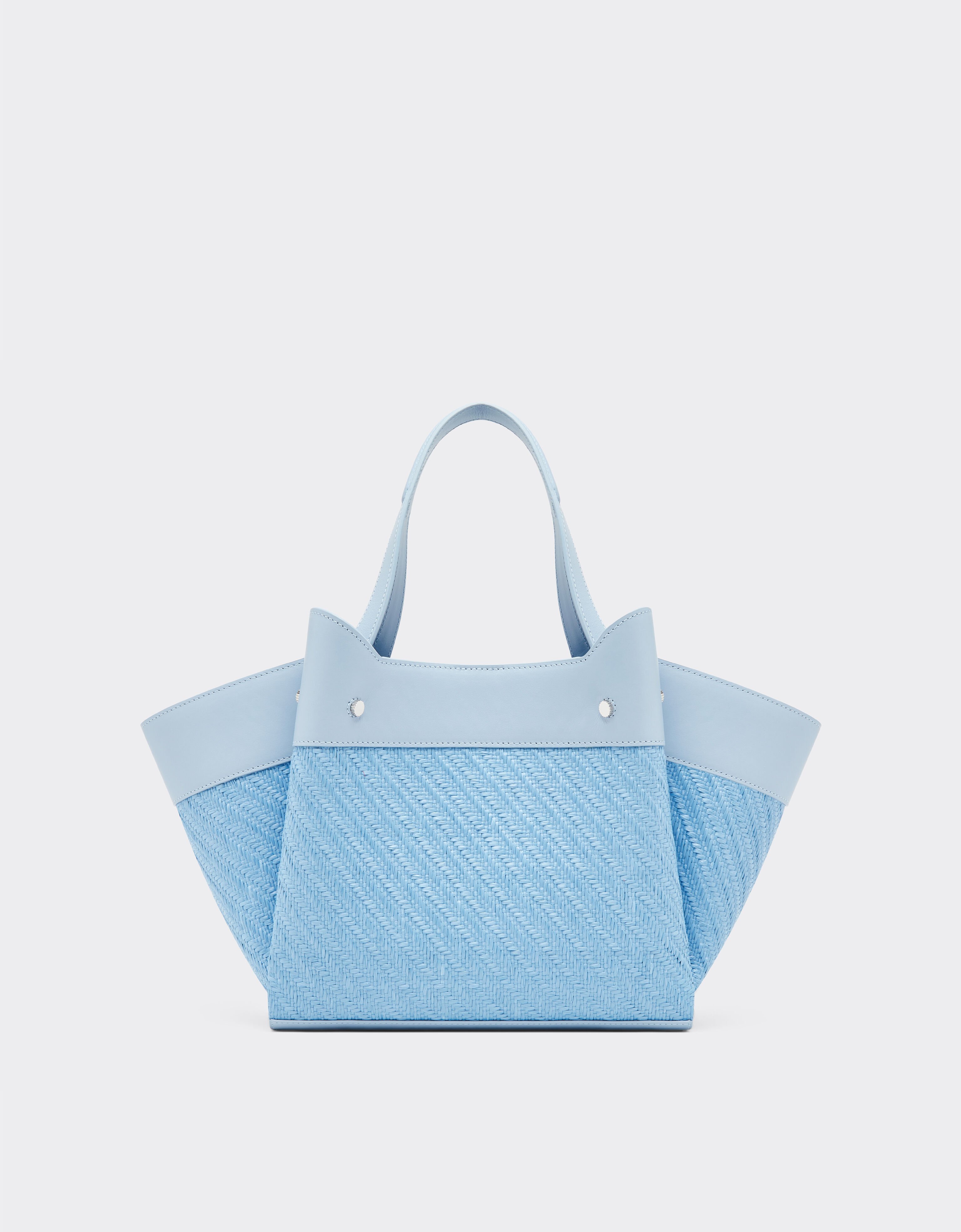 Ferrari Tote bag Ferrari piccola in rafia e pelle Blu Acciaio 49111f