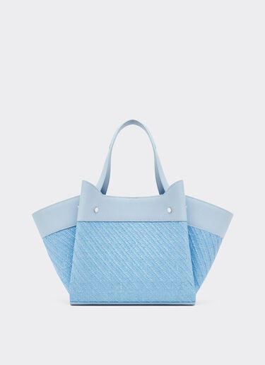 Tote bag Ferrari piccola in rafia e pelle Ferrari Tote bag Ferrari piccola in rafia e pelle Blu Acciaio 49111f